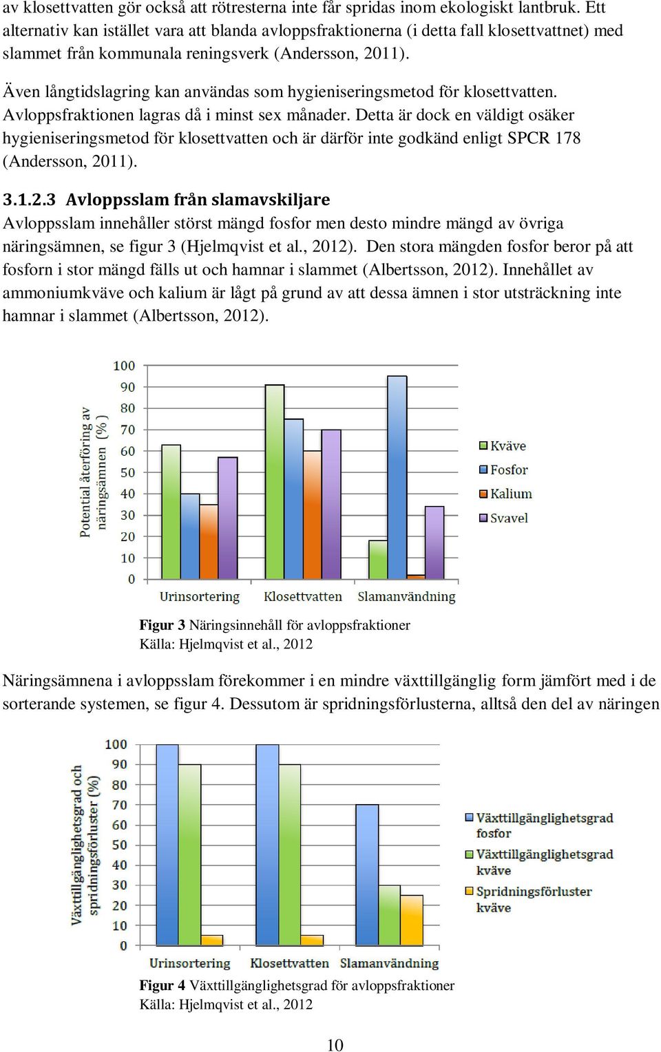 Även långtidslagring kan användas som hygieniseringsmetod för klosettvatten. Avloppsfraktionen lagras då i minst sex månader.