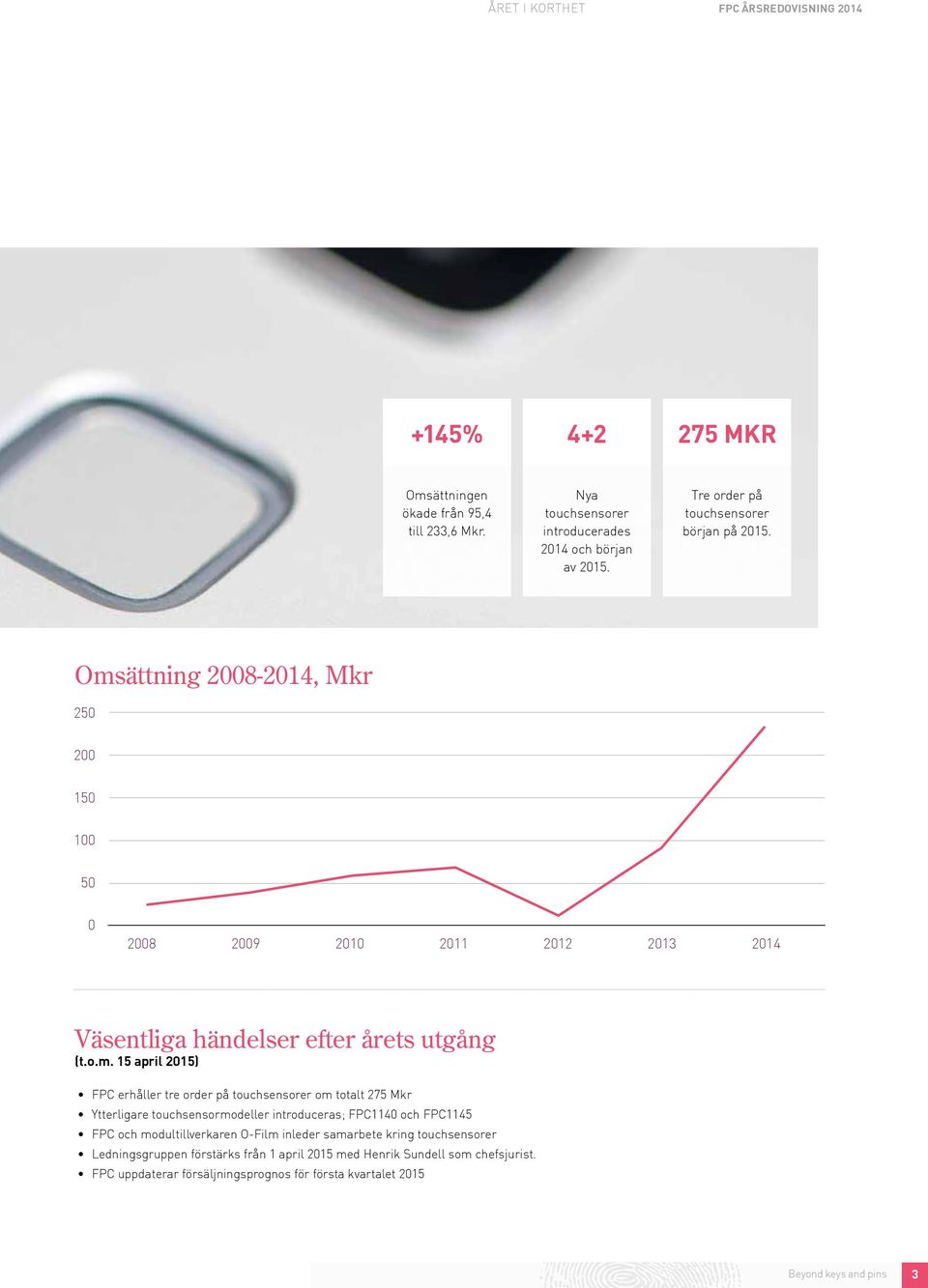 ättning 2008-2014, Mkr 250 200 150 100 50 0 2008 2009 2010 2011 2012 2013 2014 Väsentliga händelser efter årets utgång (t.o.m.