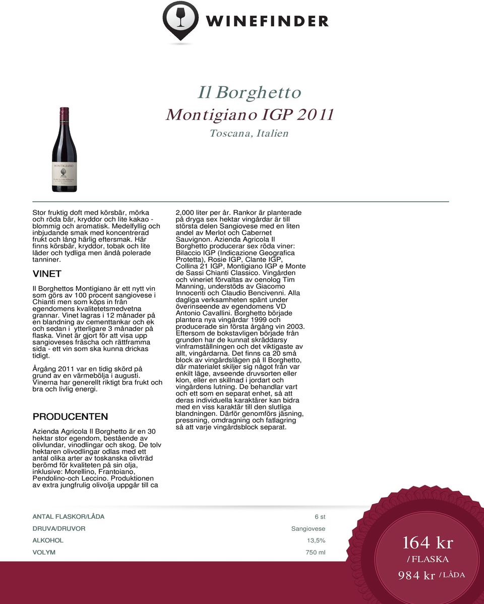 Il Borghettos Montigiano är ett nytt vin som görs av 100 procent sangiovese i Chianti men som köps in från egendomens kvalitetetsmedvetna grannar.