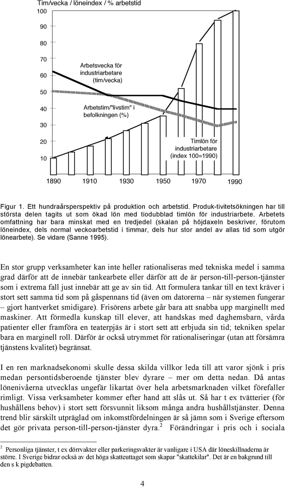 Produk-tivitetsökningen har till största delen tagits ut som ökad lön med tiodubblad timlön för industriarbete.