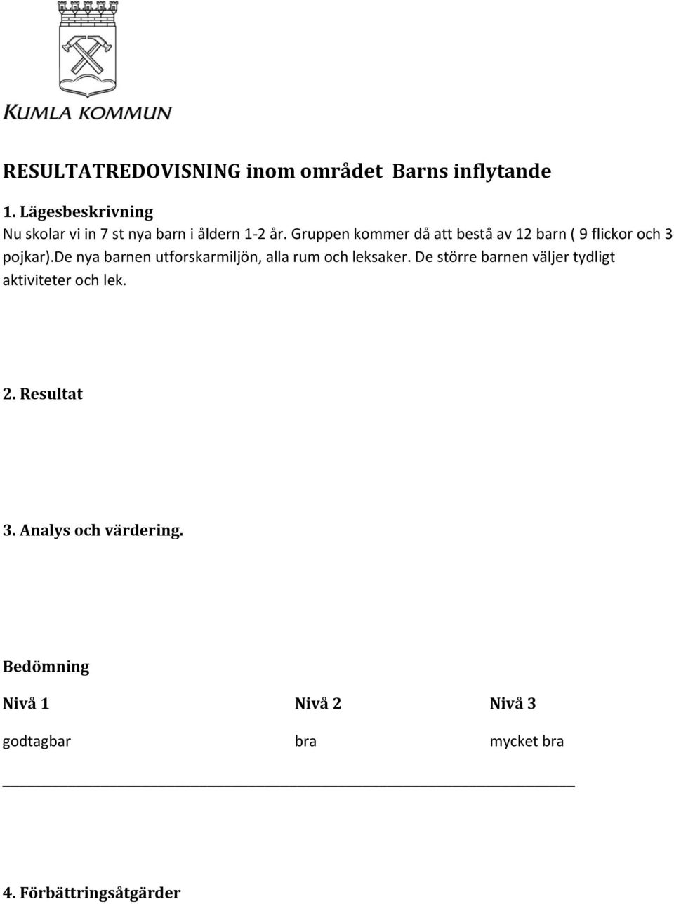 Gruppen kommer då att bestå av 12 barn ( 9 flickor och 3 pojkar).