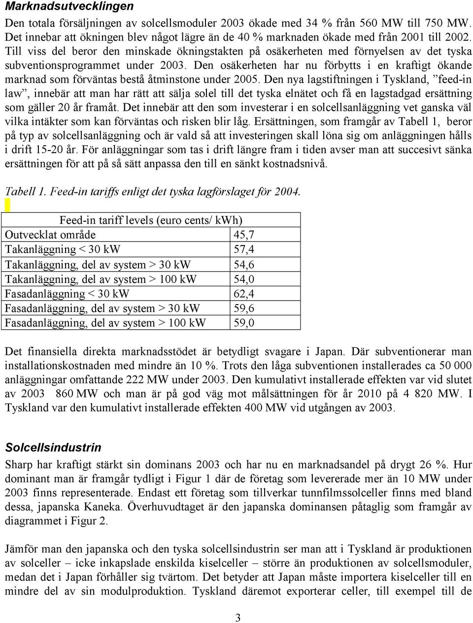 Till viss del beror den minskade ökningstakten på osäkerheten med förnyelsen av det tyska subventionsprogrammet under 2003.