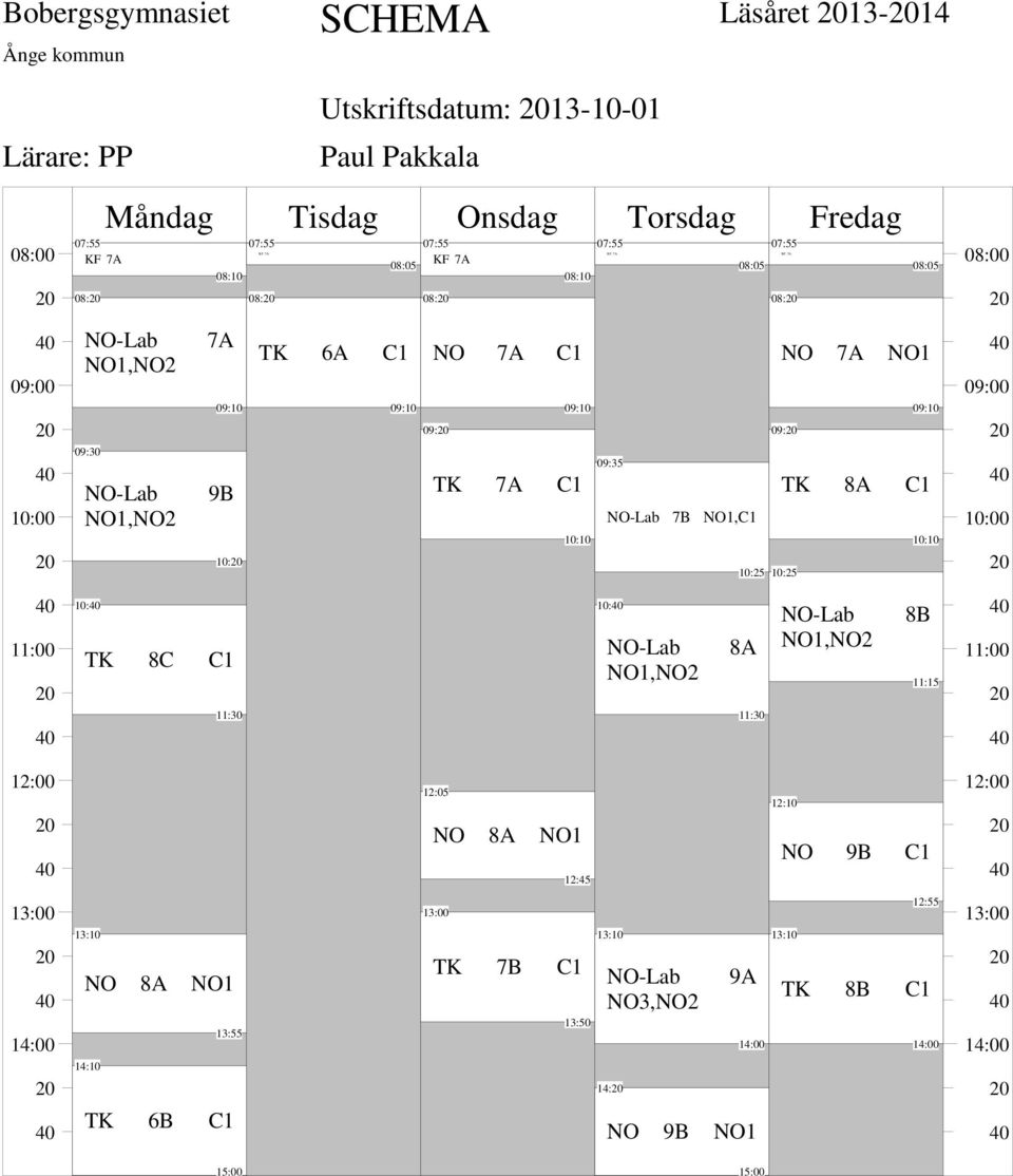 C1 09:35 NO-Lab 7B NO1,C1 TK 8A C1 10: TK 8C C1 11:30 10: NO-Lab NO1,NO2 8A 11:30 NO-Lab NO1,NO2 8B