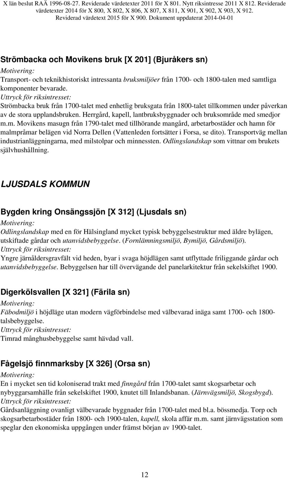 Transportväg mellan industrianläggningarna, med milstolpar och minnessten. Odlingslandskap som vittnar om brukets självhushållning.