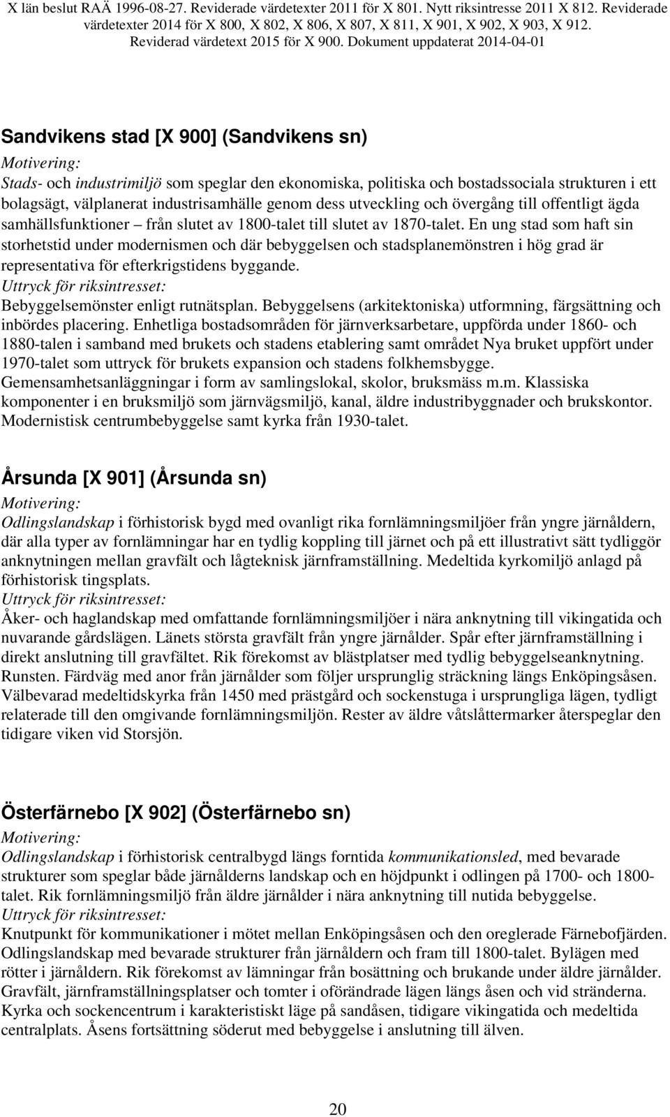 En ung stad som haft sin storhetstid under modernismen och där bebyggelsen och stadsplanemönstren i hög grad är representativa för efterkrigstidens byggande. Bebyggelsemönster enligt rutnätsplan.