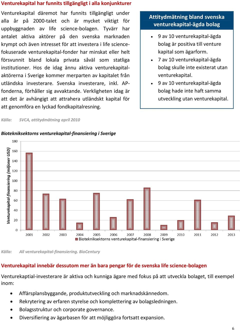 privata såväl som statliga institutioner. Hos de idag ännu aktiva venturekapitalaktörerna i Sverige kommer merparten av kapitalet från utländska investerare. Svenska investerare, inkl.