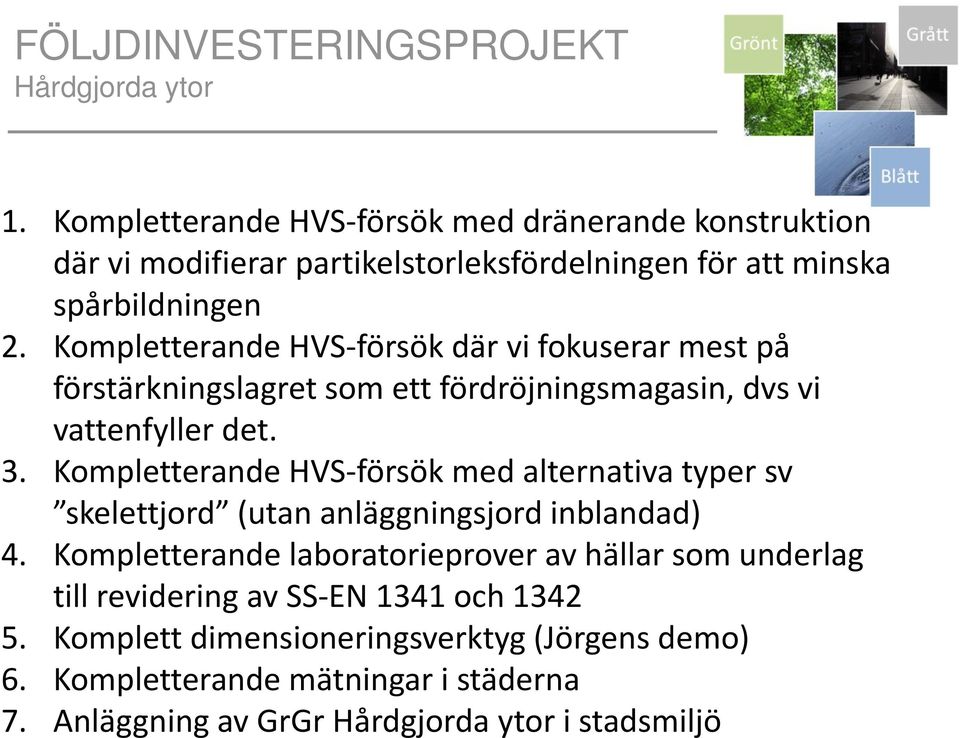 Kompletterande HVS-försök där vi fokuserar mest på förstärkningslagret som ett fördröjningsmagasin, dvs vi vattenfyller det. 3.