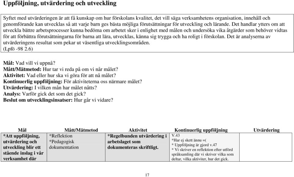 Det handlar ytters om att utveckla bättre arbetsprocesser kunna bedöma om arbetet sker i enlighet med målen och undersöka vika åtgärder som behöver vidtas för att förbättra förutsättningarna för