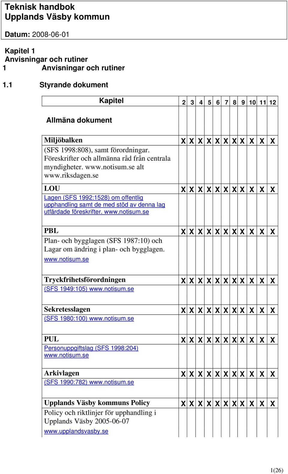 se LOU X X X X X X X X X X X Lagen (SFS 1992:1528) om offentlig upphandling samt de med stöd av denna lag utfärdade föreskrifter. www.notisum.