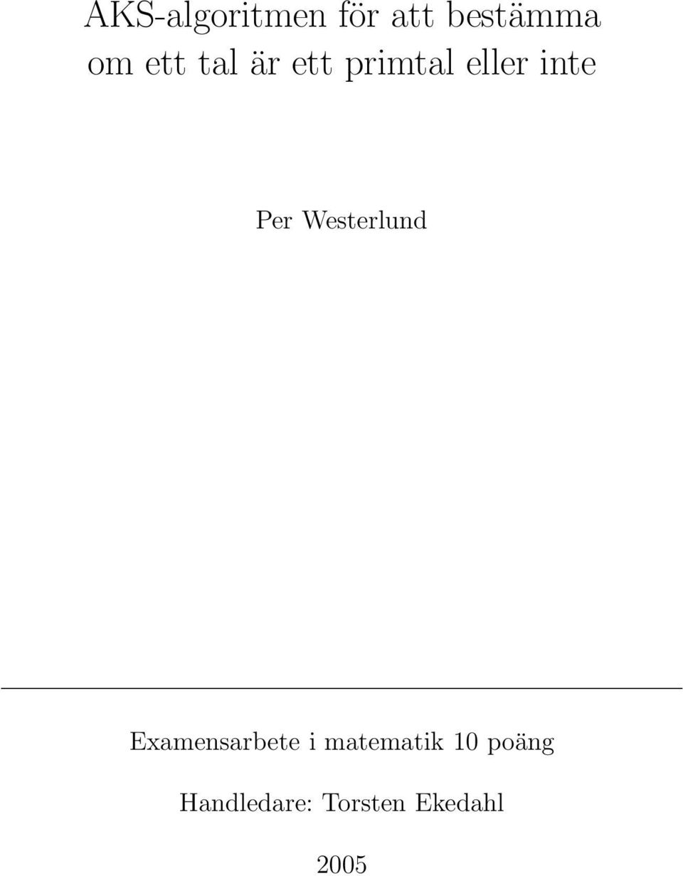 Westerlund Examensarbete i matematik