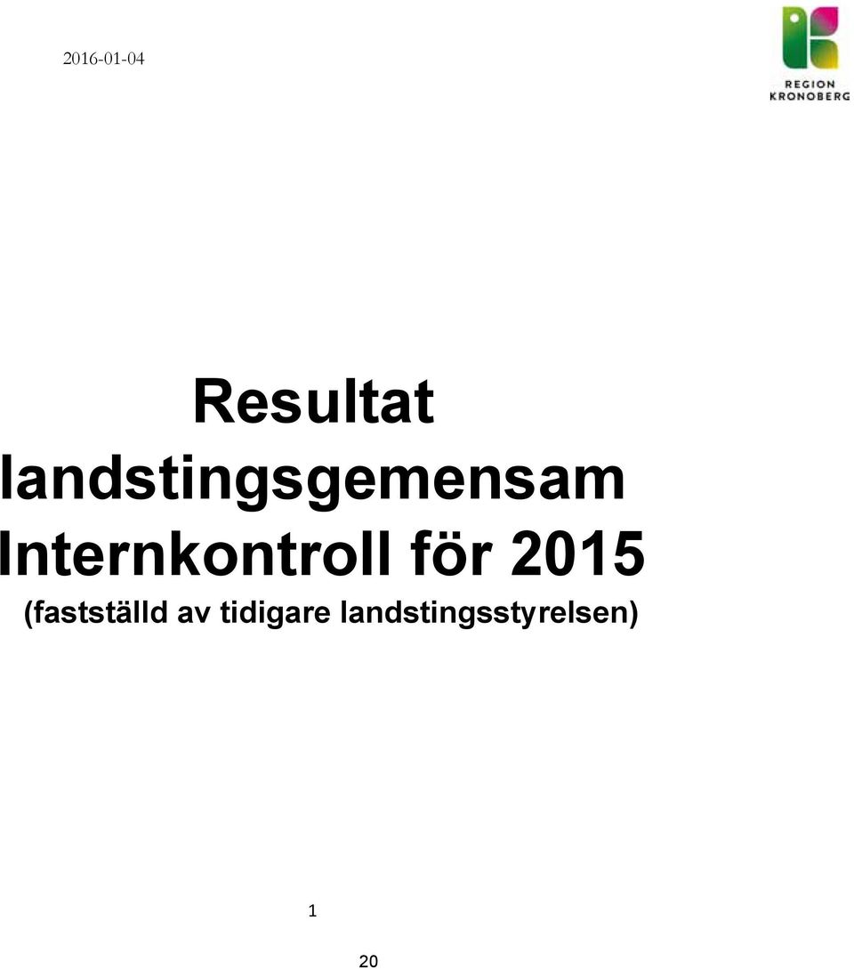 Internkontroll för 2015