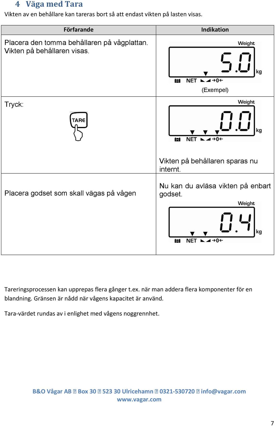 (Exempel) Tryck: Vikten på behållaren sparas nu internt.