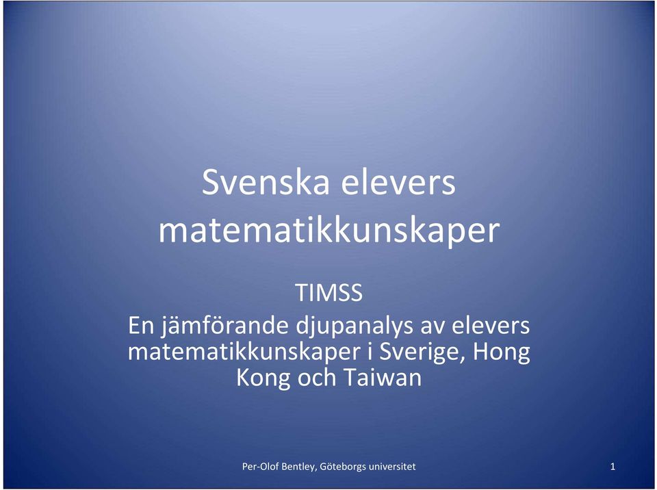 matematikkunskaper i Sverige, Hong Kong