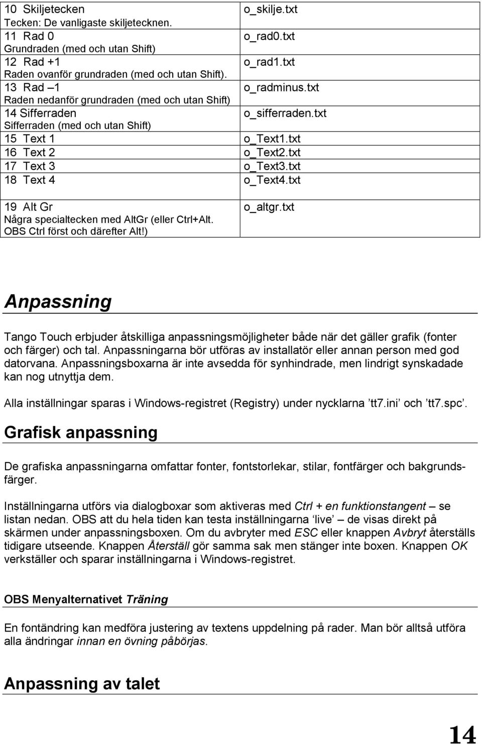 txt 18 Text 4 o_text4.txt 19 Alt Gr Några specialtecken med AltGr (eller Ctrl+Alt. OBS Ctrl först och därefter Alt!) o_altgr.