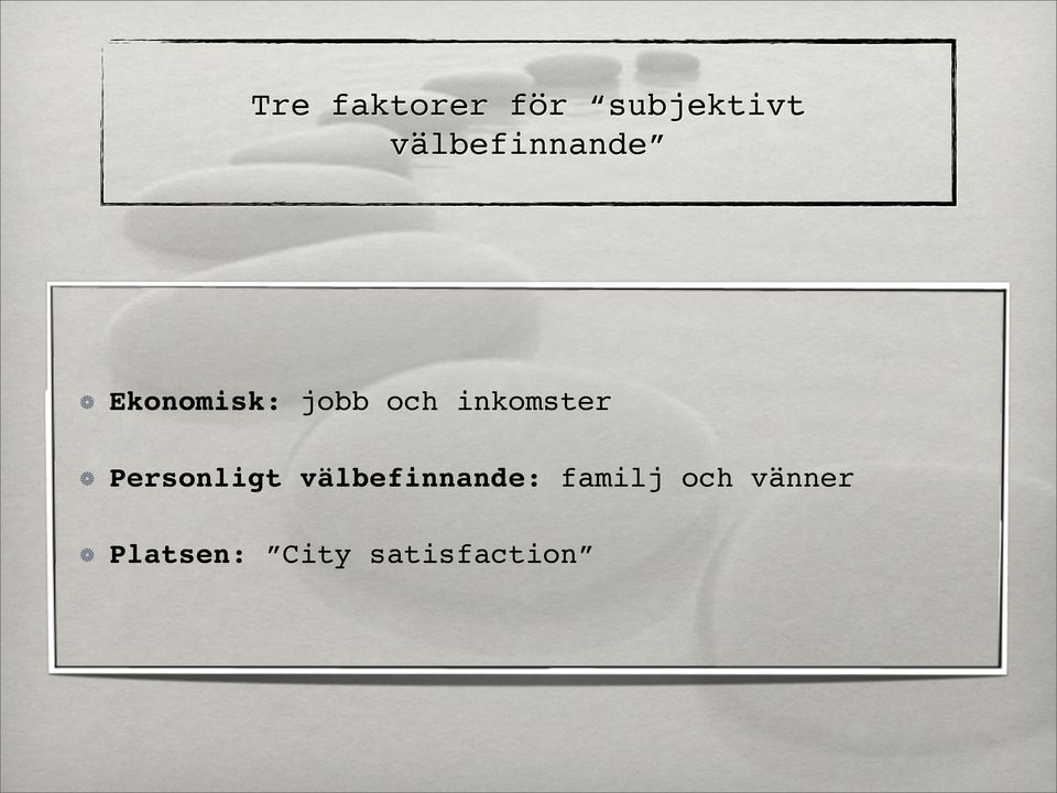 inkomster Personligt välbefinnande: