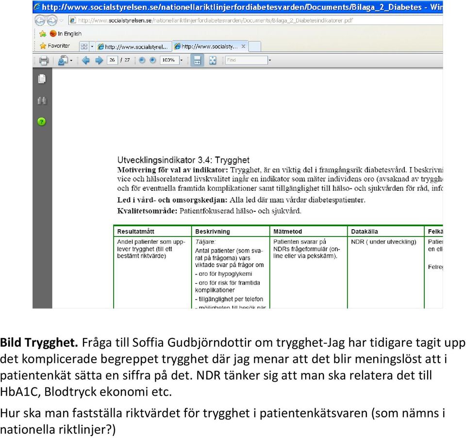 begreppet trygghet där jag menar att det blir meningslöst att i patientenkät sätta en siffra på