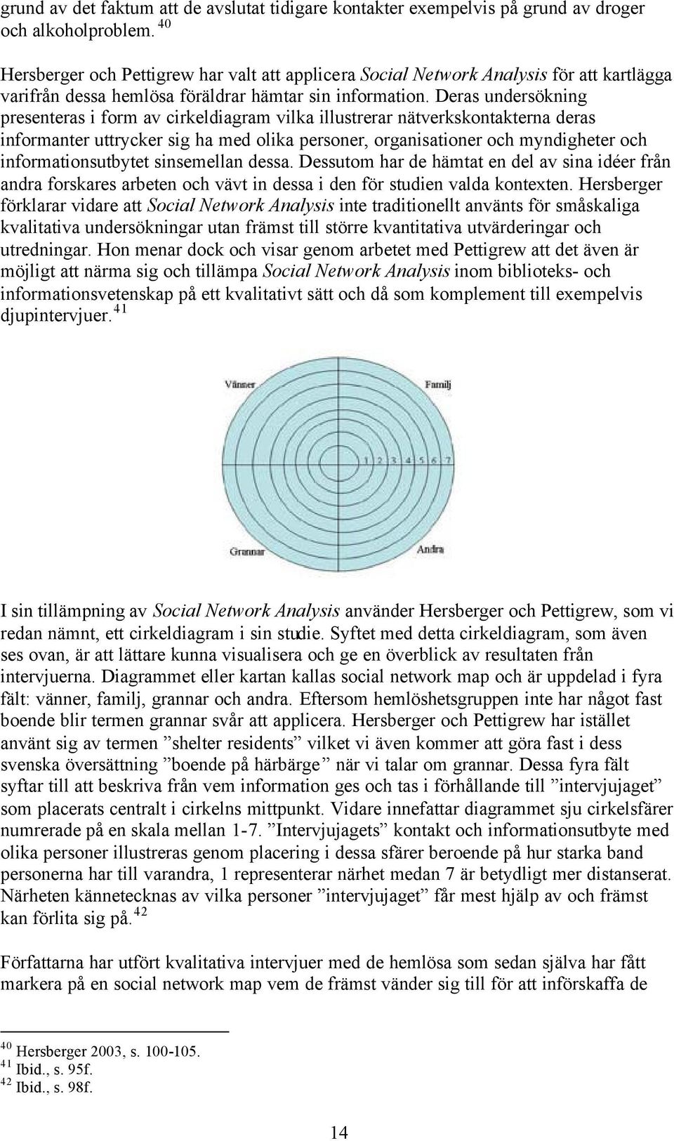 Deras undersökning presenteras i form av cirkeldiagram vilka illustrerar nätverkskontakterna deras informanter uttrycker sig ha med olika personer, organisationer och myndigheter och