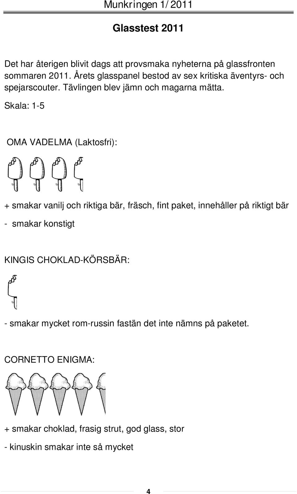 Skala: 1-5 OMA VADELMA (Laktosfri): + smakar vanilj och riktiga bär, fräsch, fint paket, innehåller på riktigt bär - smakar