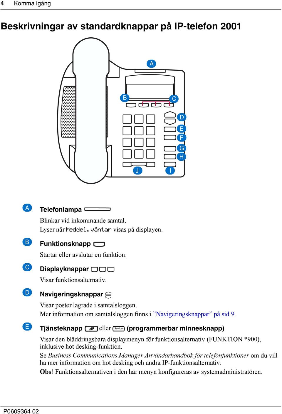 Mer information om samtalsloggen finns i Navigeringsknappar på sid 9.