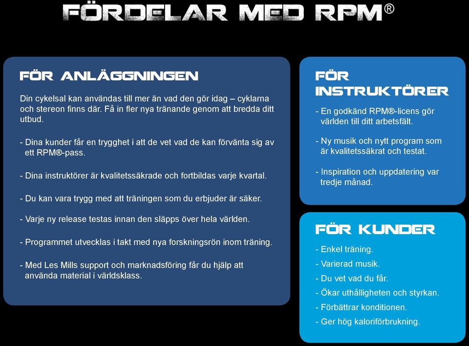 - Du kan vara trygg med att träningen som du erbjuder är säker. - Varje ny release testas innan den släpps över hela världen. - Programmet utvecklas i takt med nya forskningsrön inom träning.