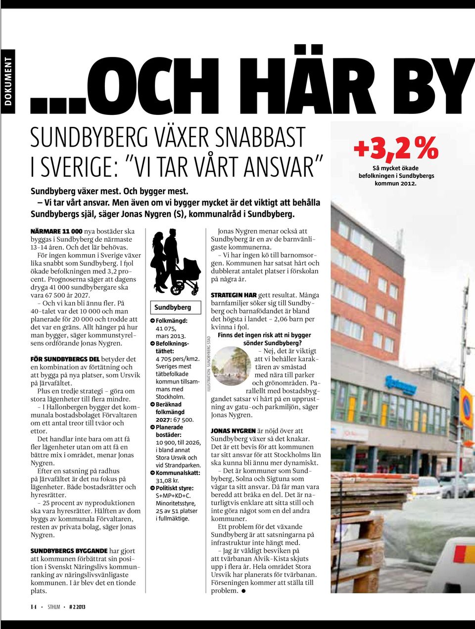 +3,2 % Så mycket ökade befolkningen i Sundbybergs kommun 2012. Närmare 11 000 nya bostäder ska byggas i Sundbyberg de närmaste 13-14 åren. Och det lär behövas.