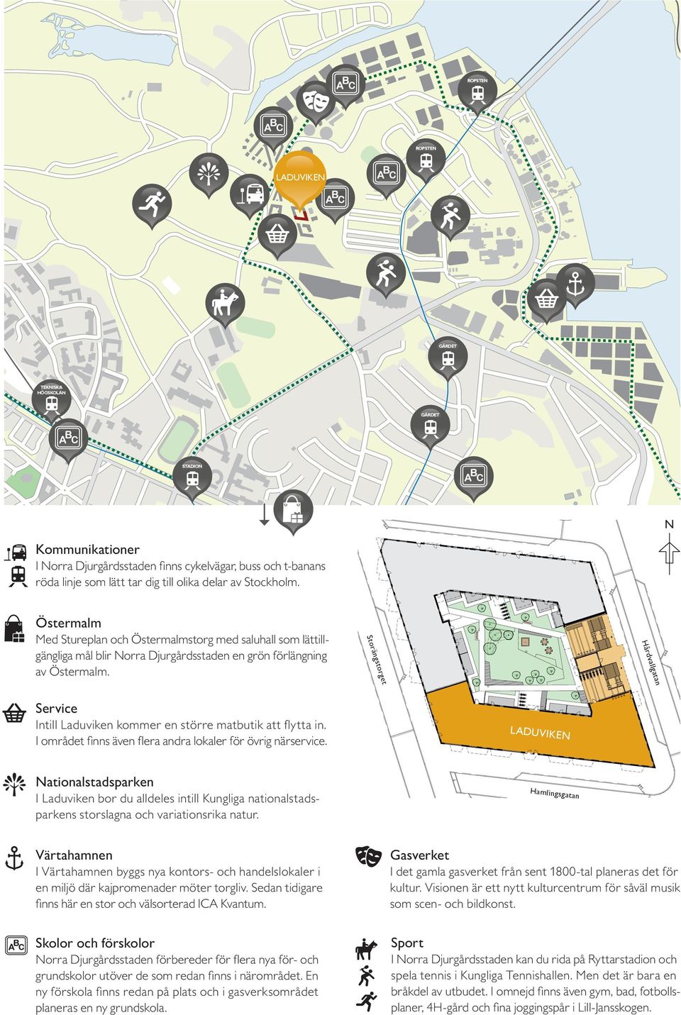 STORÄNGSTORGET Storängstorget Hårdvallgatan Service intill laduviken kommer en större matbutik att fl ytta in. i området fi nns även fl era andra lokaler för övrig närservice.