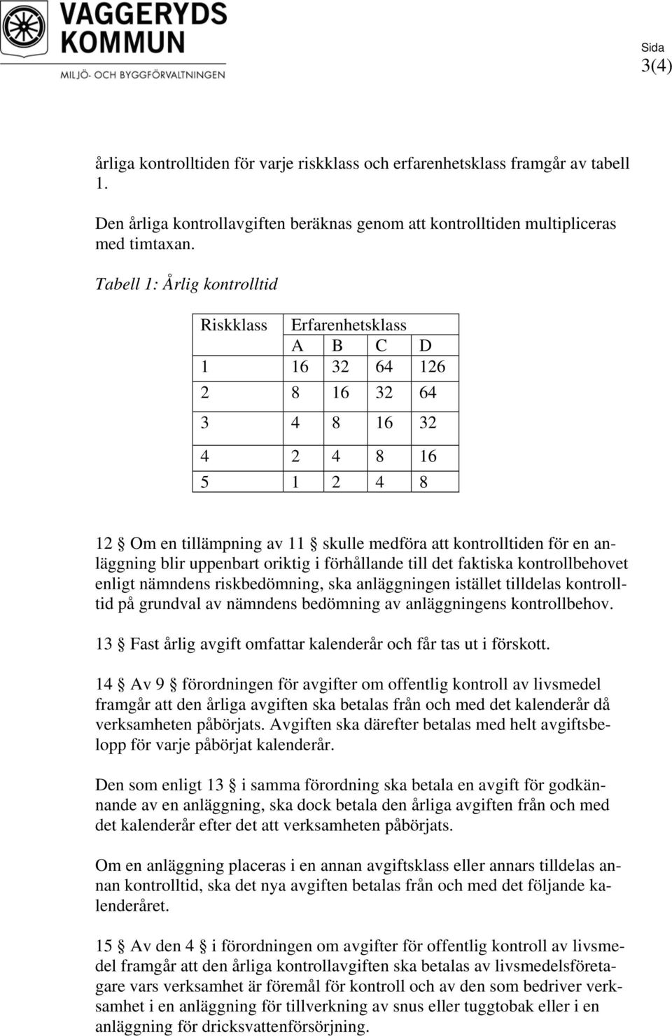 anläggning blir uppenbart oriktig i förhållande till det faktiska kontrollbehovet enligt nämndens riskbedömning, ska anläggningen istället tilldelas kontrolltid på grundval av nämndens bedömning av