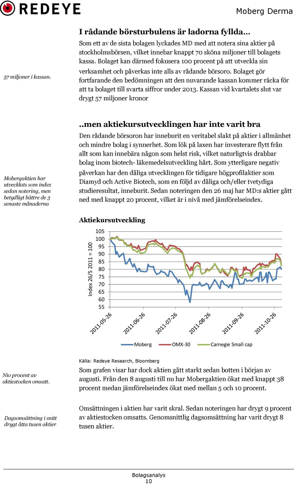 Bolaget kan därmed fokusera 100 procent på att utveckla sin verksamhet och påverkas inte alls av rådande börsoro.