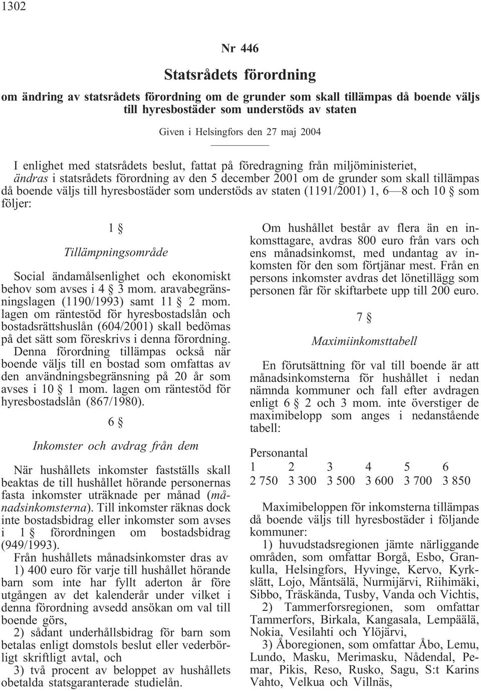 hyresbostäder som understöds av staten (1191/2001) 1, 6 8 och 10 som följer: 1 Tillämpningsområde Social ändamålsenlighet och ekonomiskt behov som avses i 4 3 mom.