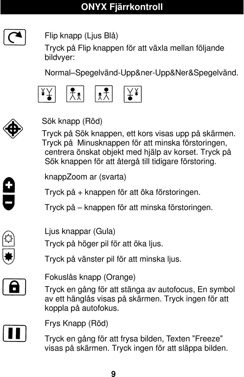 Tryck på Sök knappen för att återgå till tidigare förstoring. knappzoom ar (svarta) Tryck på + knappen för att öka förstoringen. Tryck på knappen för att minska förstoringen.