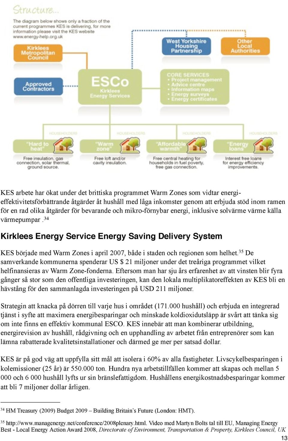 34 Kirklees Energy Service Energy Saving Delivery System KES började med Warm Zones i april 2007, både i staden och regionen som helhet.