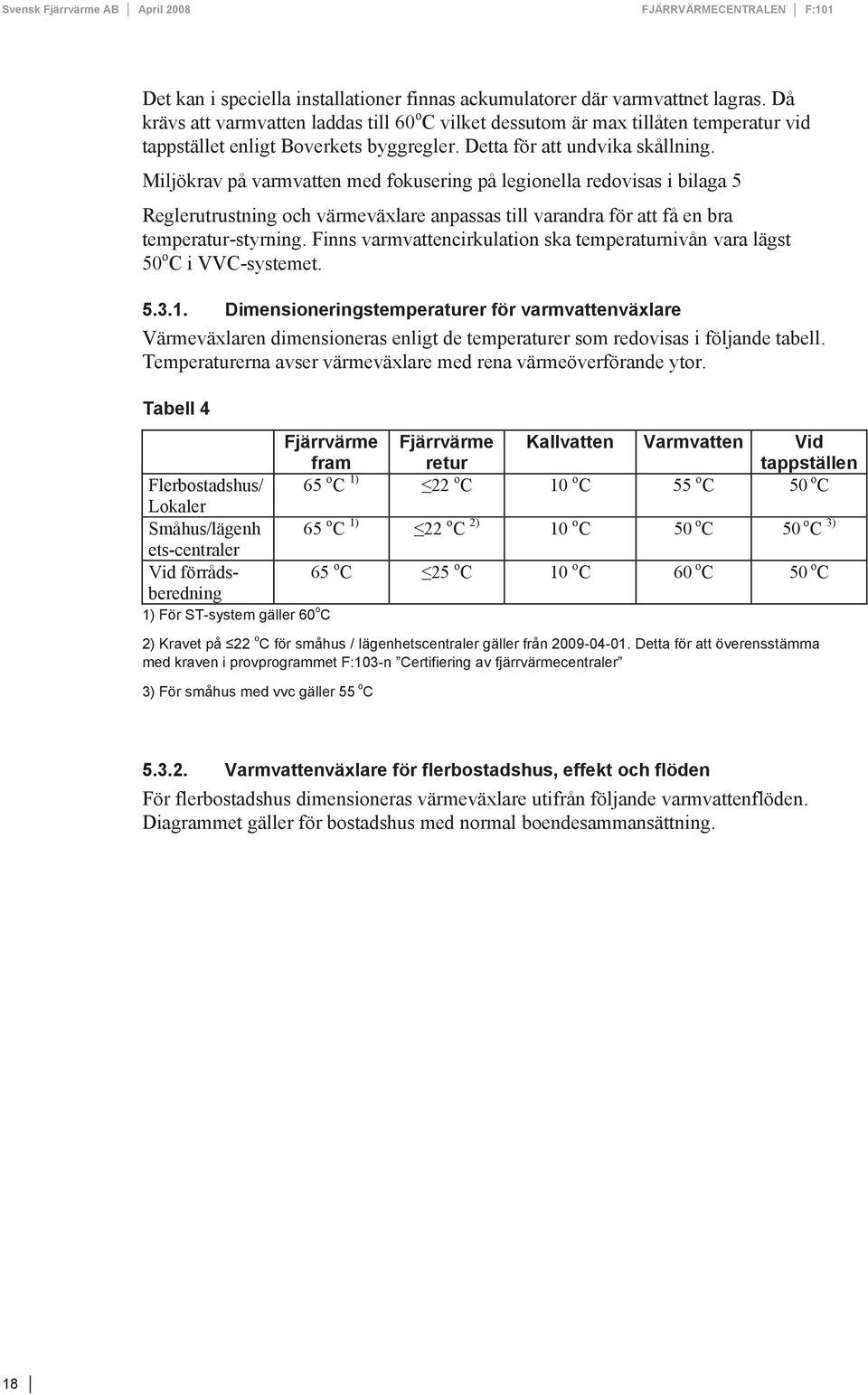 Miljökrav på varmvatten med fokusering på legionella redovisas i bilaga 5 Reglerutrustning och värmeväxlare anpassas till varandra för att få en bra temperatur-styrning.