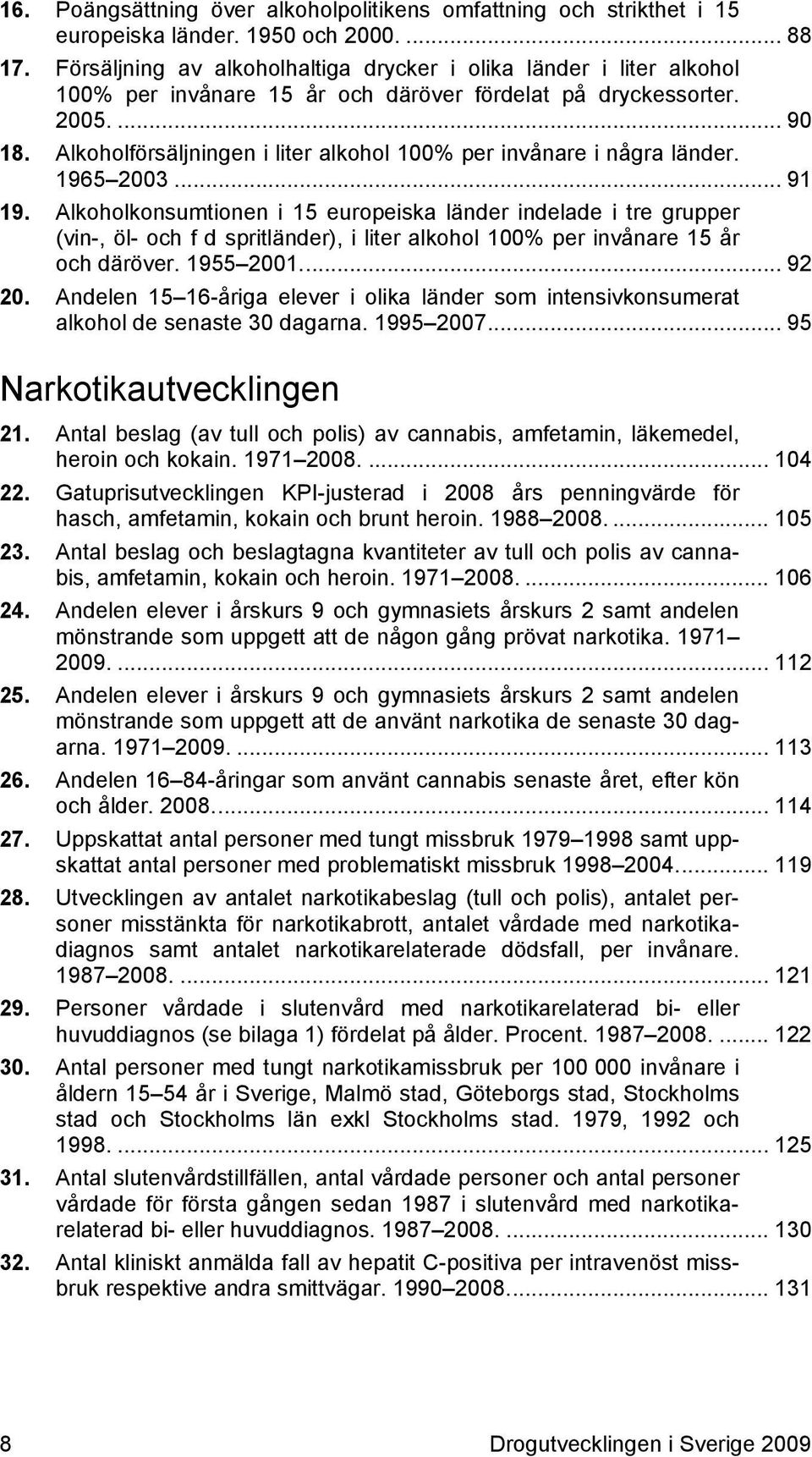 Alkoholförsäljningen i liter alkohol 100% per invånare i några länder. 1965 2003... 91 19.