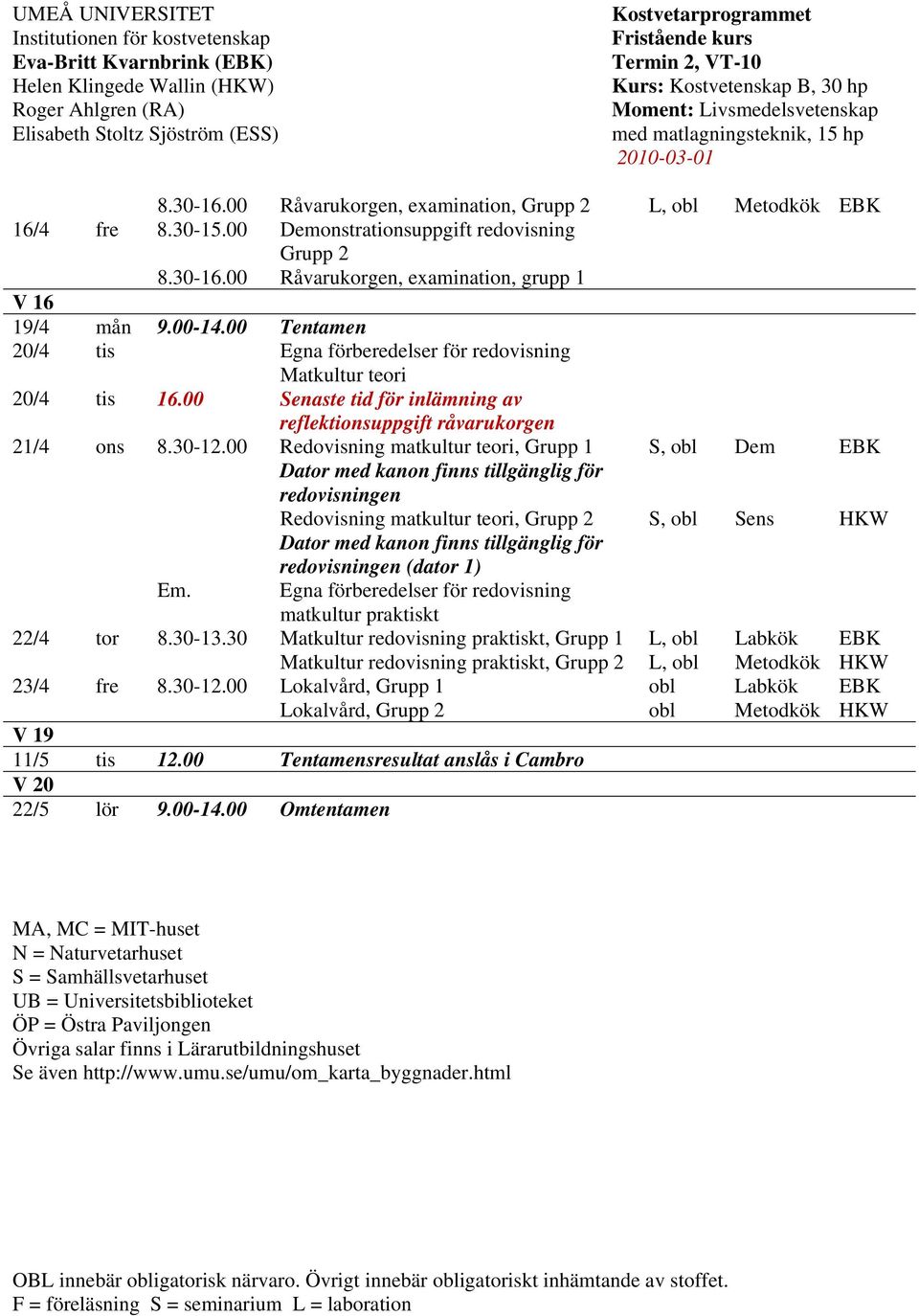 00 Redovisning matkultur teori, S, obl Dem EBK Dator med kanon finns tillgänglig för redovisningen Redovisning matkultur teori, Dator med kanon finns tillgänglig för redovisningen (dator 1) S, obl