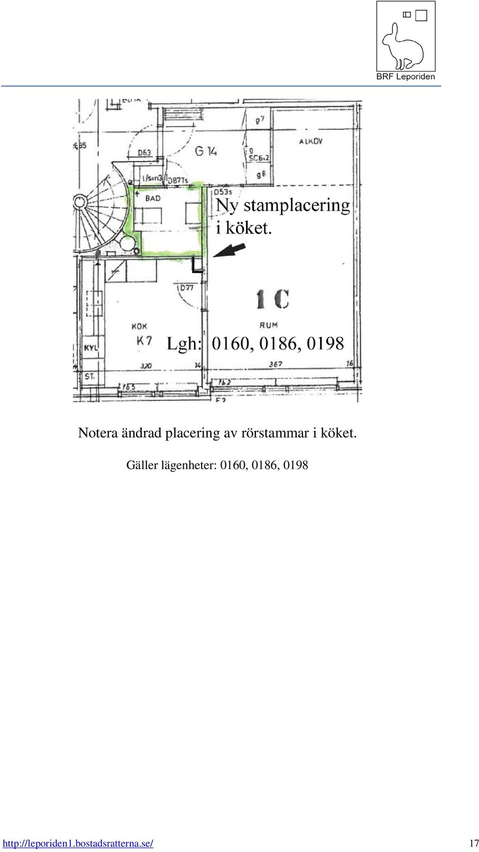 Gäller lägenheter: 0160, 0186,