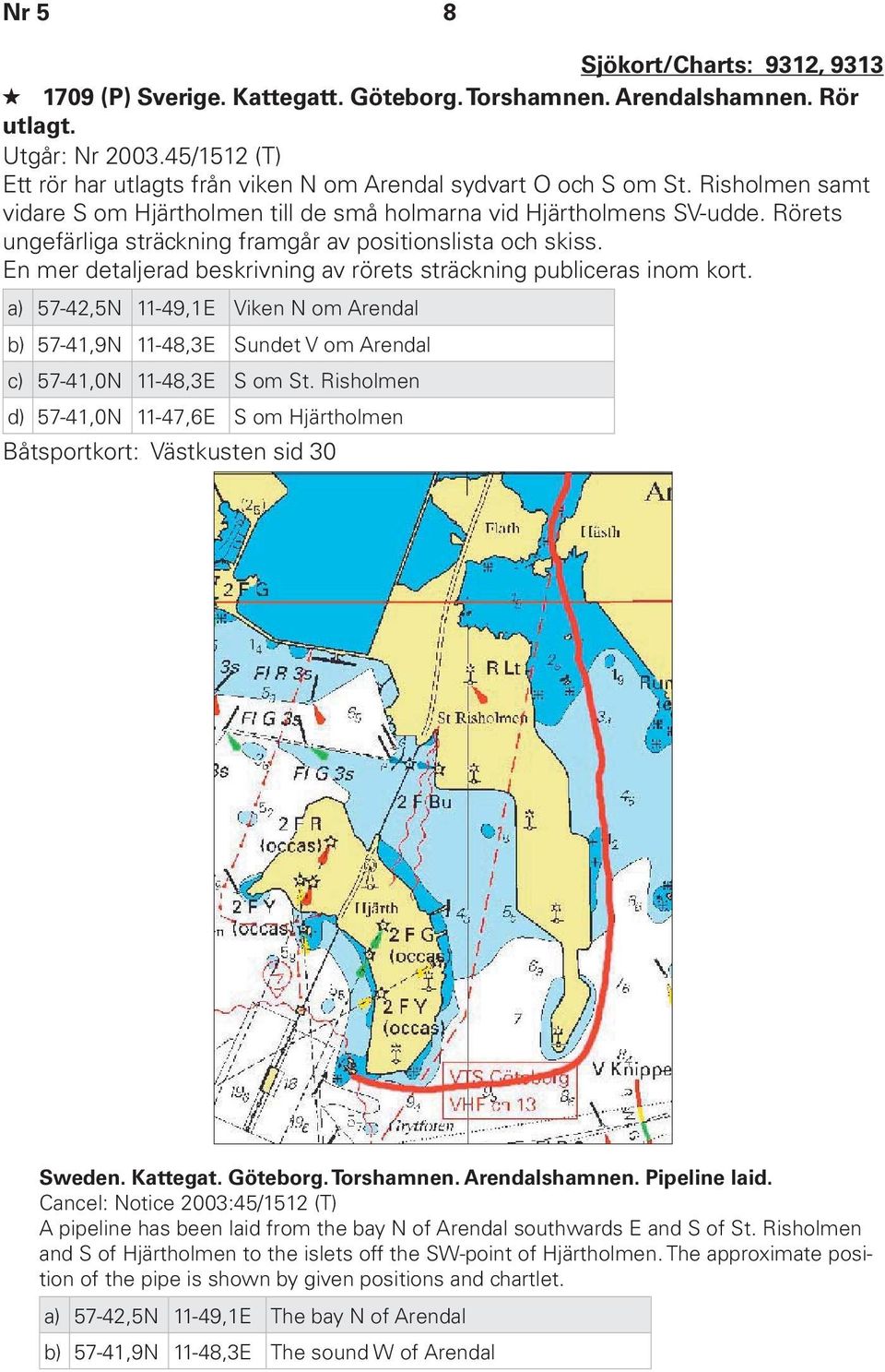 Rörets ungefärliga sträckning framgår av positionslista och skiss. En mer detaljerad beskrivning av rörets sträckning publiceras inom kort.