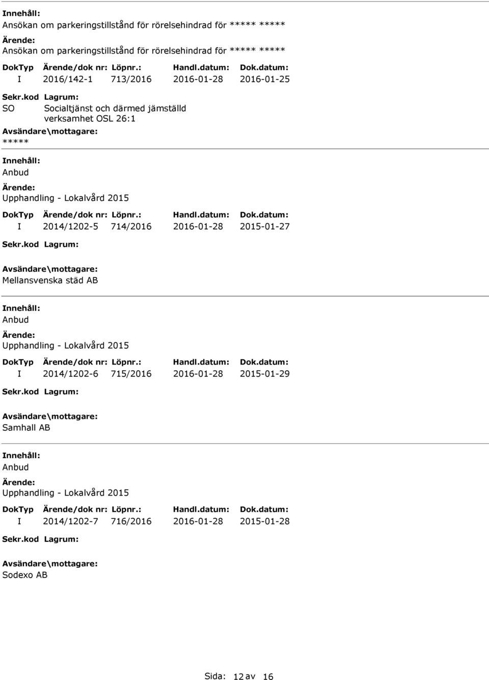 verksamhet OSL 26:1 nnehåll: 2014/1202-5 714/2016 2015-01-27 Mellansvenska städ AB nnehåll: