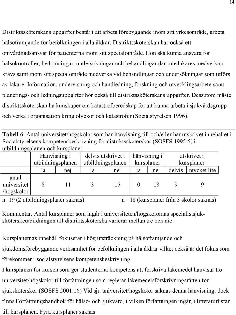 Hon ska kunna ansvara för hälsokontroller, bedömningar, undersökningar och behandlingar där inte läkares medverkan krävs samt inom sitt specialområde medverka vid behandlingar och undersökningar som