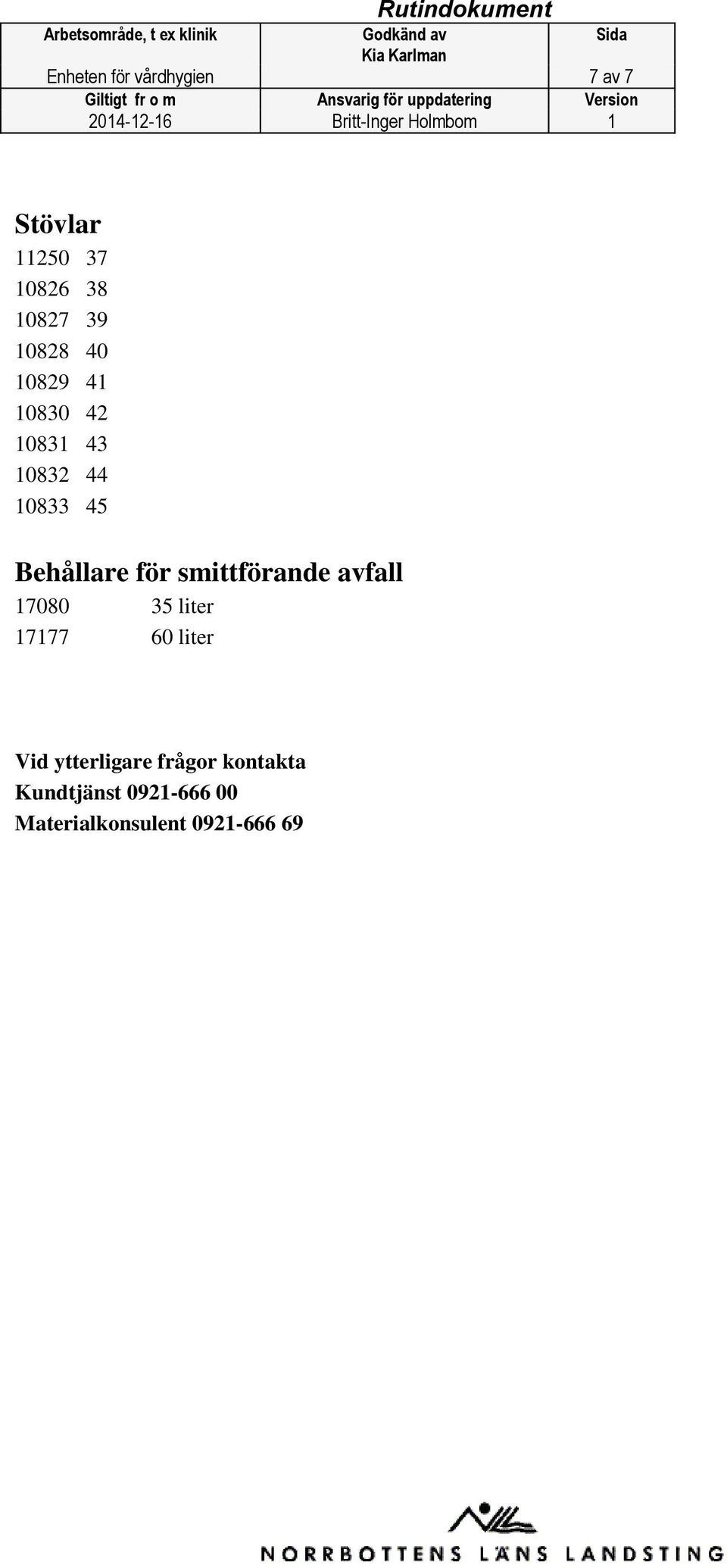 för smittförande avfall 17080 35 liter 17177 60 liter Vid