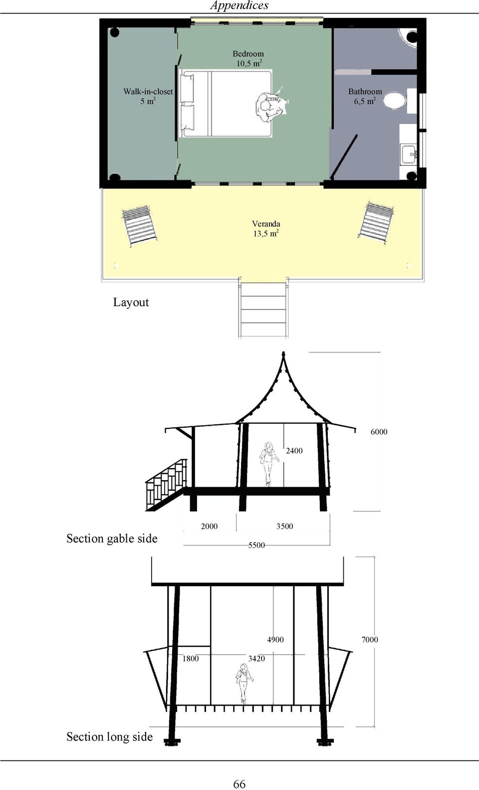 Layout 2400 6000 Section gable side 2000