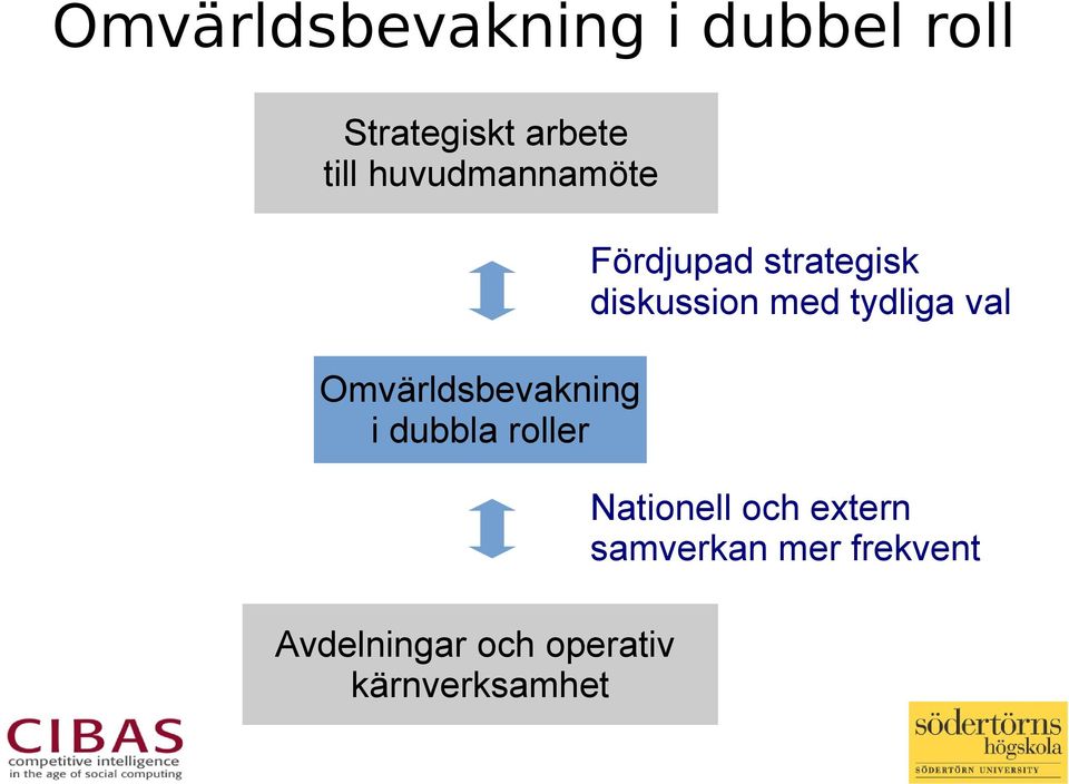 val Omvärldsbevakning i dubbla roller Nationell och extern