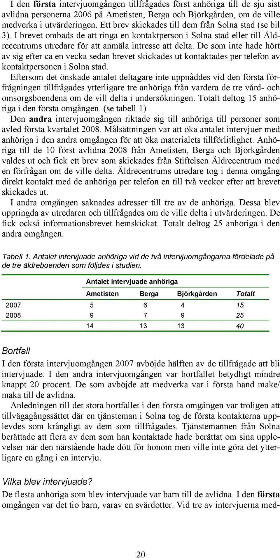 De som inte hade hört av sig efter ca en vecka sedan brevet skickades ut kontaktades per telefon av kontaktpersonen i Solna stad.