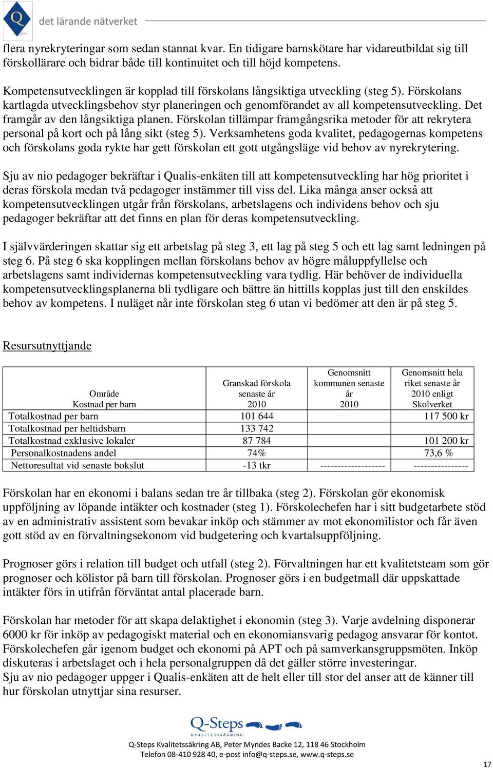 Det framgår av den långsiktiga planen. Förskolan tillämpar framgångsrika metoder för att rekrytera personal på kort och på lång sikt (steg 5).