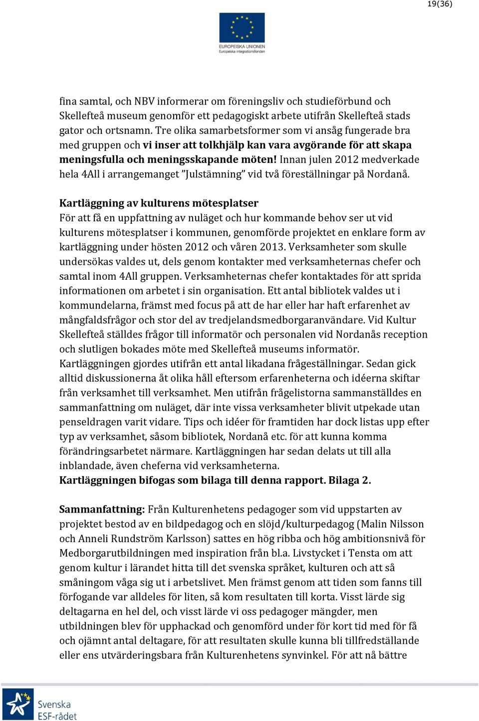 Innan julen 2012 medverkade hela 4All i arrangemanget Julstämning vid två föreställningar på Nordanå.