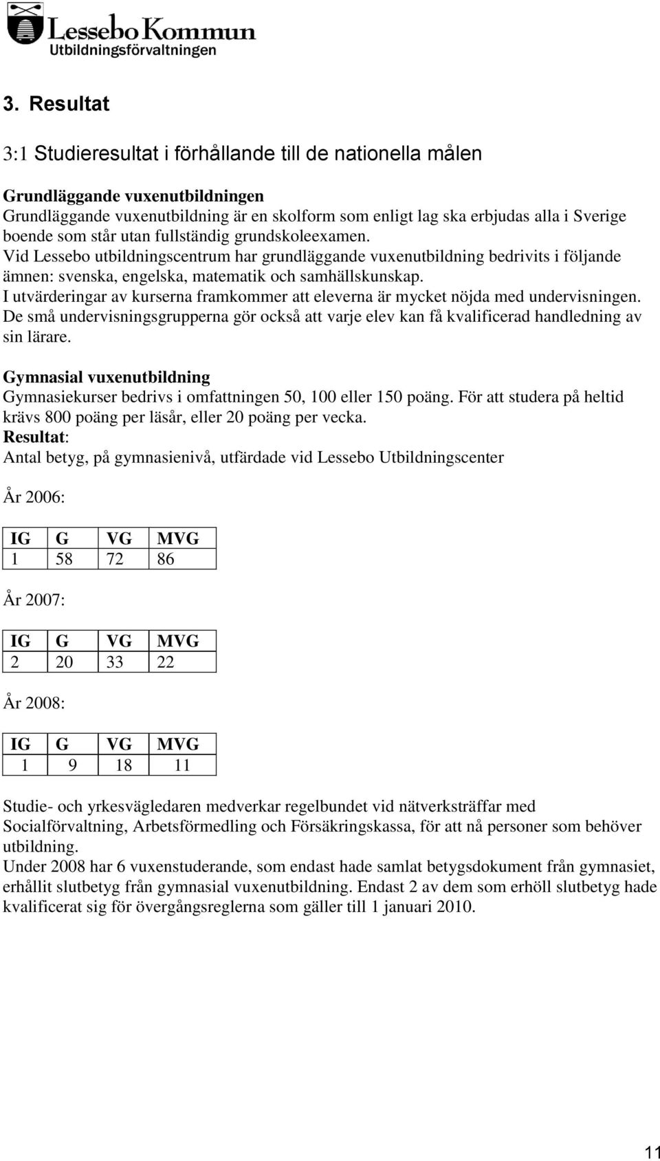 I utvärderingar av kurserna framkommer att eleverna är mycket nöjda med undervisningen. De små undervisningsgrupperna gör också att varje elev kan få kvalificerad handledning av sin lärare.