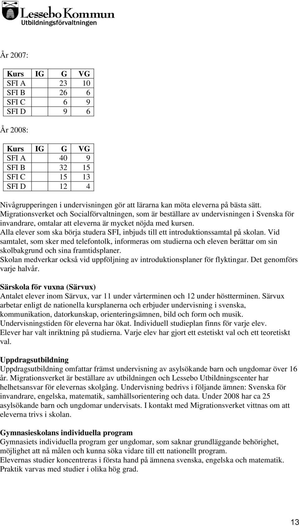 Alla elever som ska börja studera SFI, inbjuds till ett introduktionssamtal på skolan.