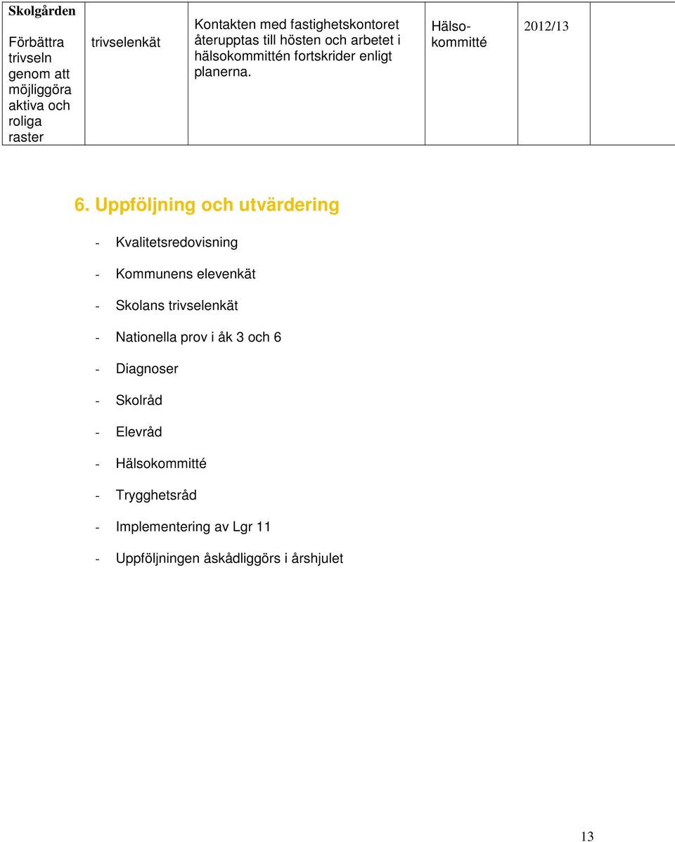 Hälsokommitté 2012/13 6.