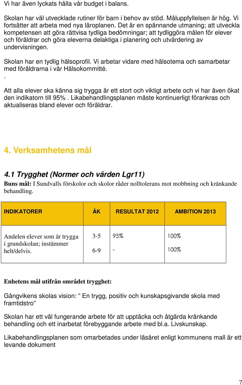 undervisningen. Skolan har en tydlig hälsoprofil. Vi arbetar vidare med hälsotema och samarbetar med föräldrarna i vår Hälsokommitté.