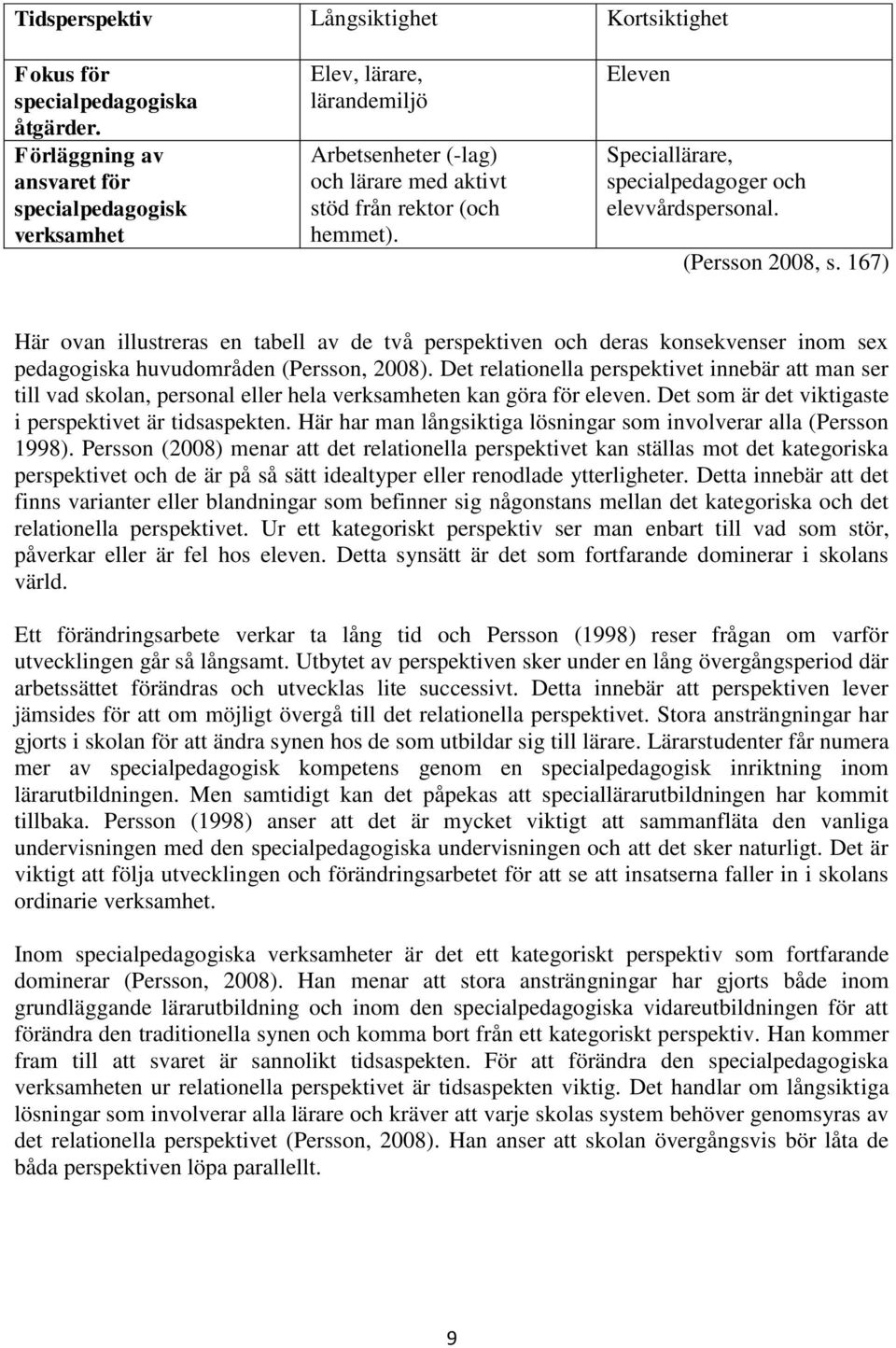 Eleven Speciallärare, specialpedagoger och elevvårdspersonal. (Persson 2008, s.