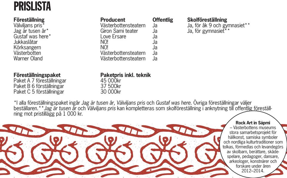 Ja Västerbotten Västerbottensteatern Ja Warner Oland Västerbottensteatern Ja Föreställningspaket Paket A 7 föreställningar Paket B 6 förställningar Paket C 5 förställningar Paketpris inkl.